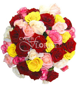 bouquet of mixed color roses. Sochi